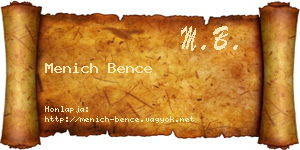 Menich Bence névjegykártya